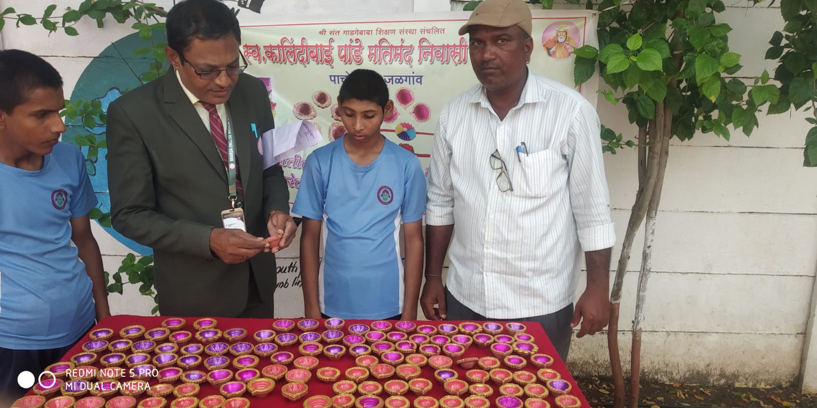 Handmade diyas made by students